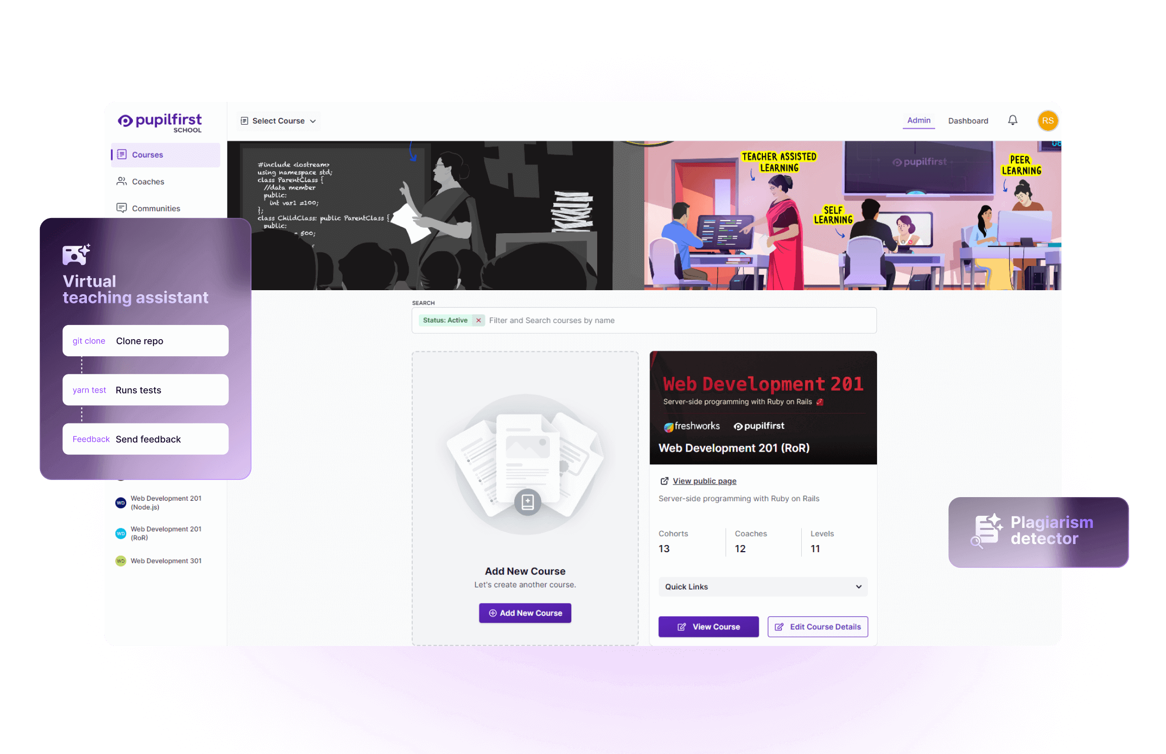 Image showing pupilfirst LMS and automation tools.